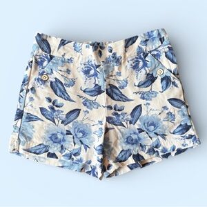 Janie and Jack | Blue Floral Cotton Shorts | 7 years